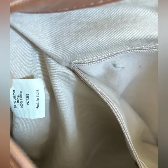 J. Crew Large Brown Leather Tote Bag Exterior Pockets Tan - Picture 11 of 14